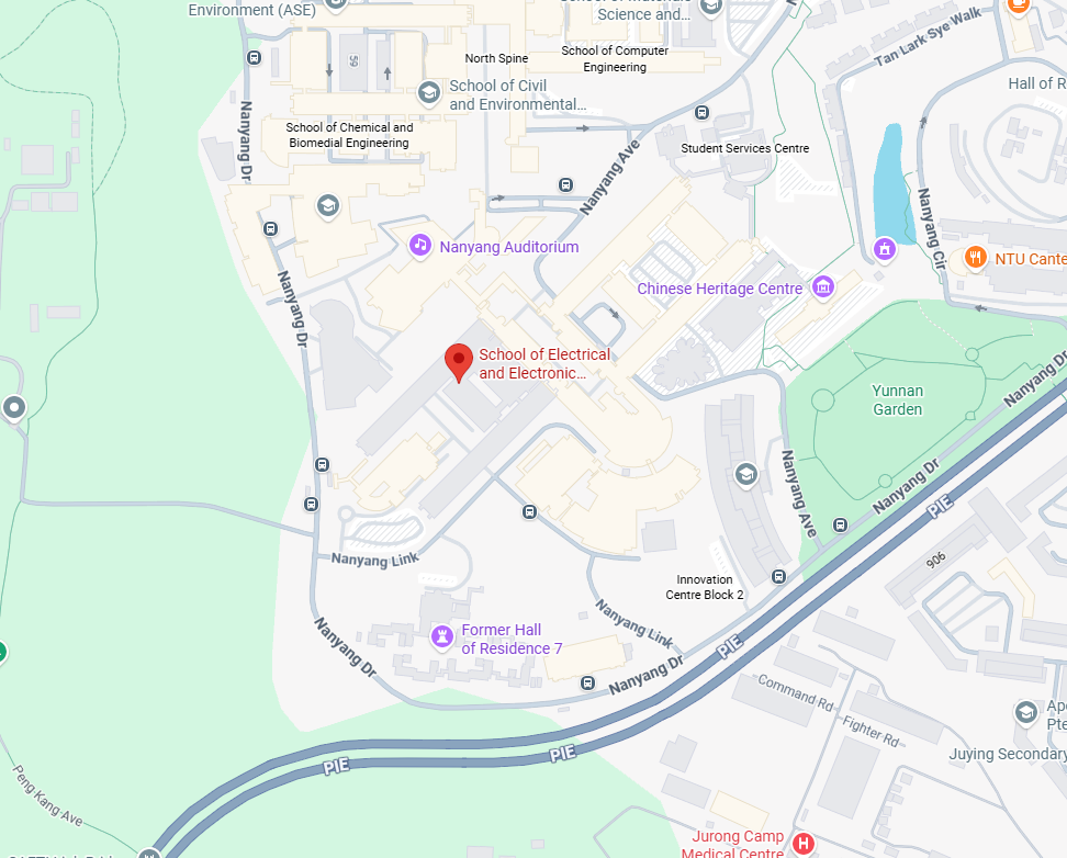 Google Maps screenshot for Nanyang Technological University, Singapore